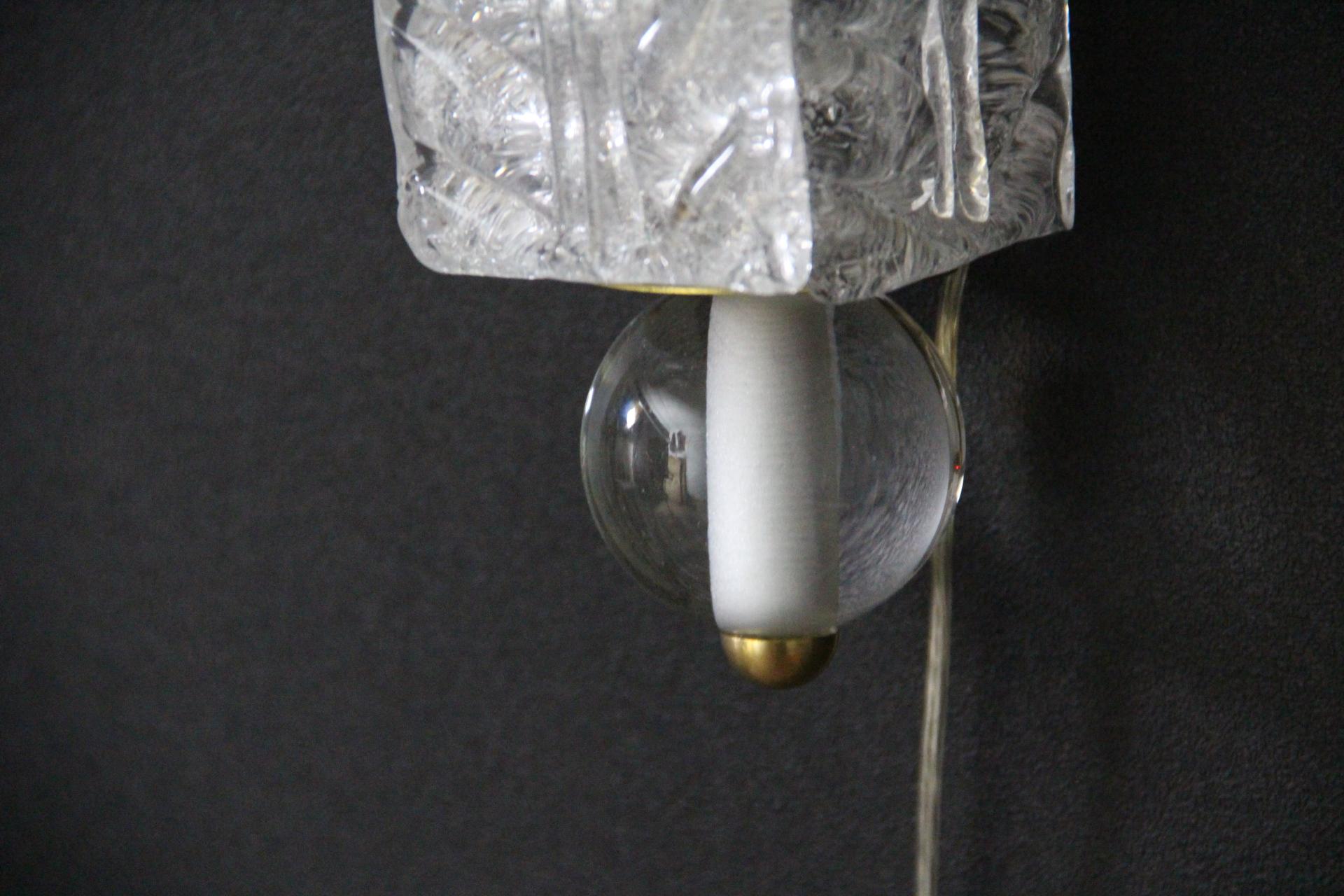 Pareja de Apliques Largos de Cristal de Murano Graniglia Blanco , Apliques Largos en venta 1