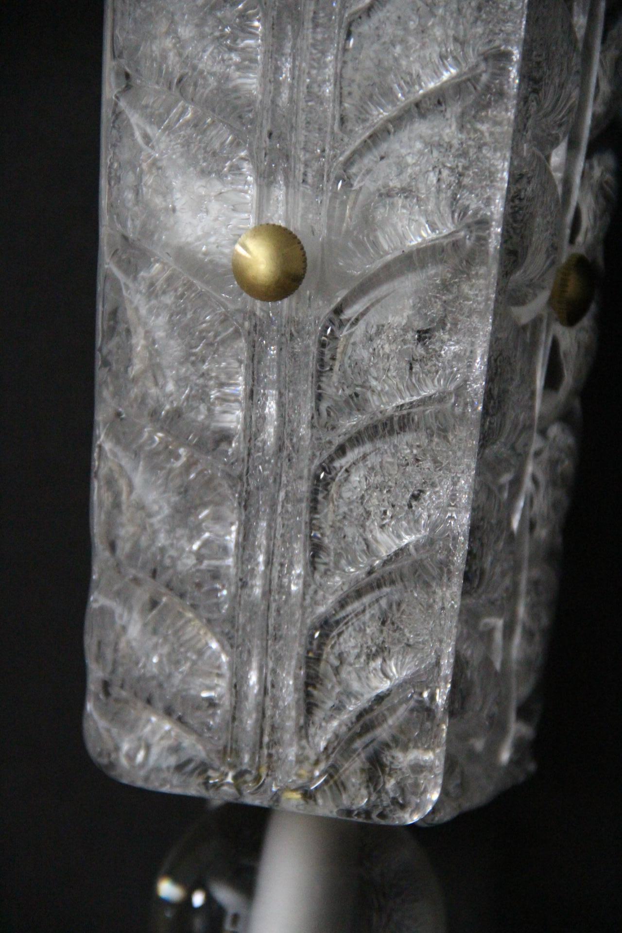 Pareja de Apliques Largos de Cristal de Murano Graniglia Blanco , Apliques Largos en venta 2