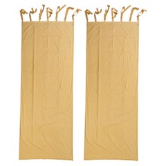 Two Pairs of Long Yellow Silk Curtains