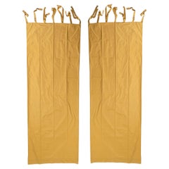 Two Pairs of Long Yellow Silk Curtains