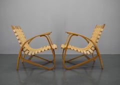 Pair of Longue Art Deco Armchairs by Jan Vanek, 1930s