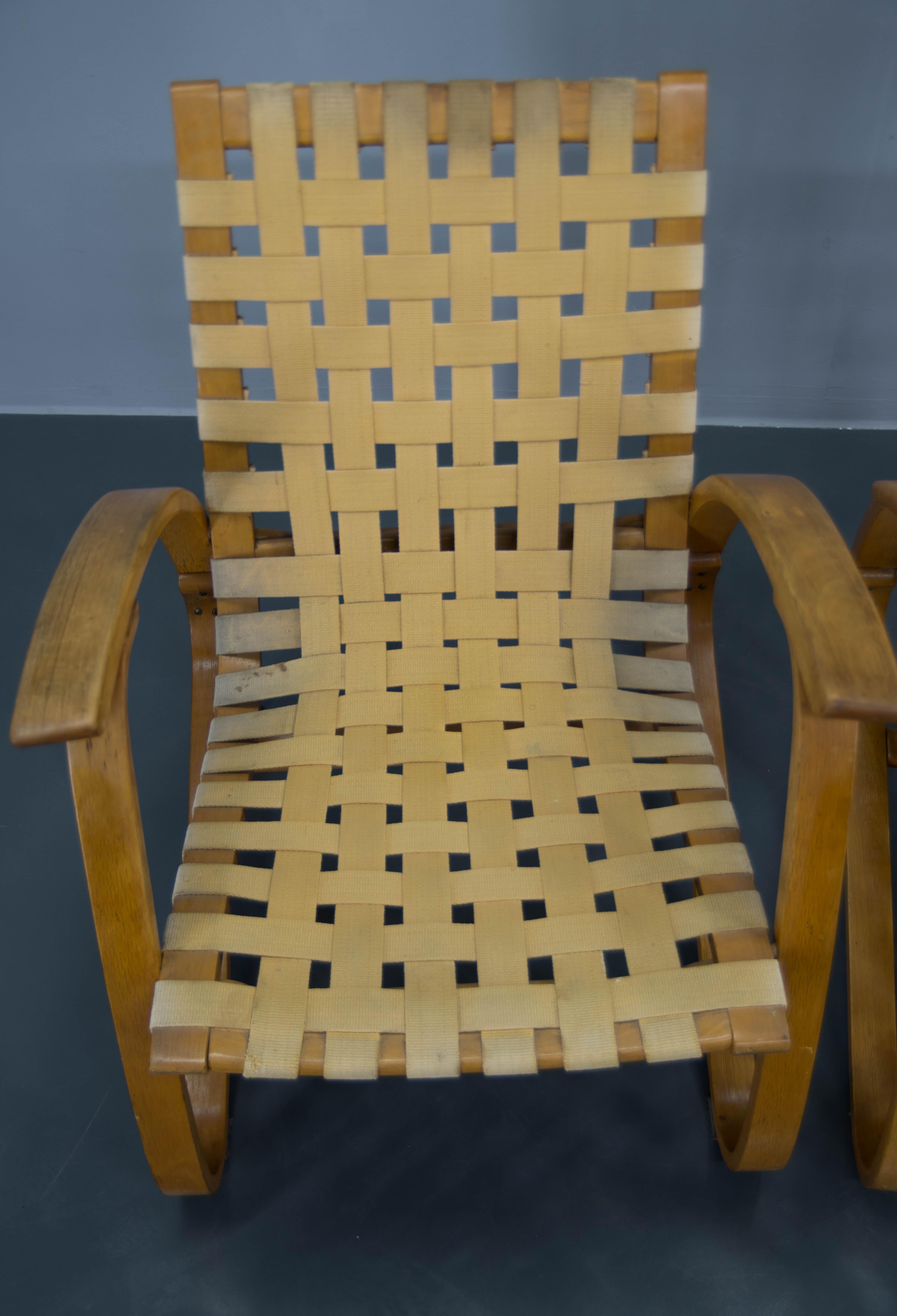 Pair of Longue Art Deco Armchairs by Jan Vanek, 1930s 2