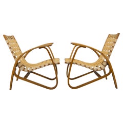 Pair of Longue Art Deco Armchairs by Jan Vanek, 1930s