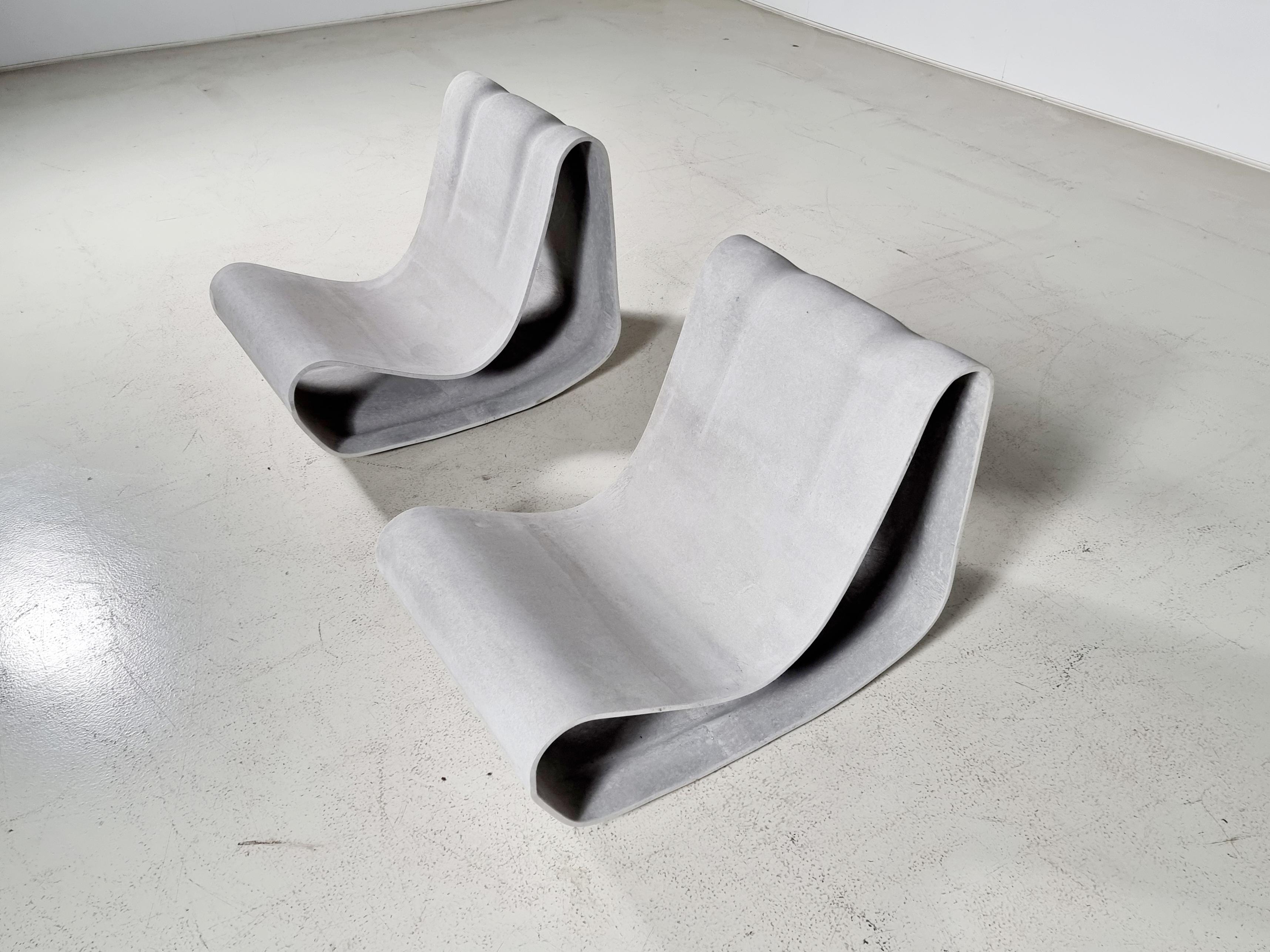Mid-Century Modern Pair of Loop Chairs by Willy Guhl for Eternit, 1990s