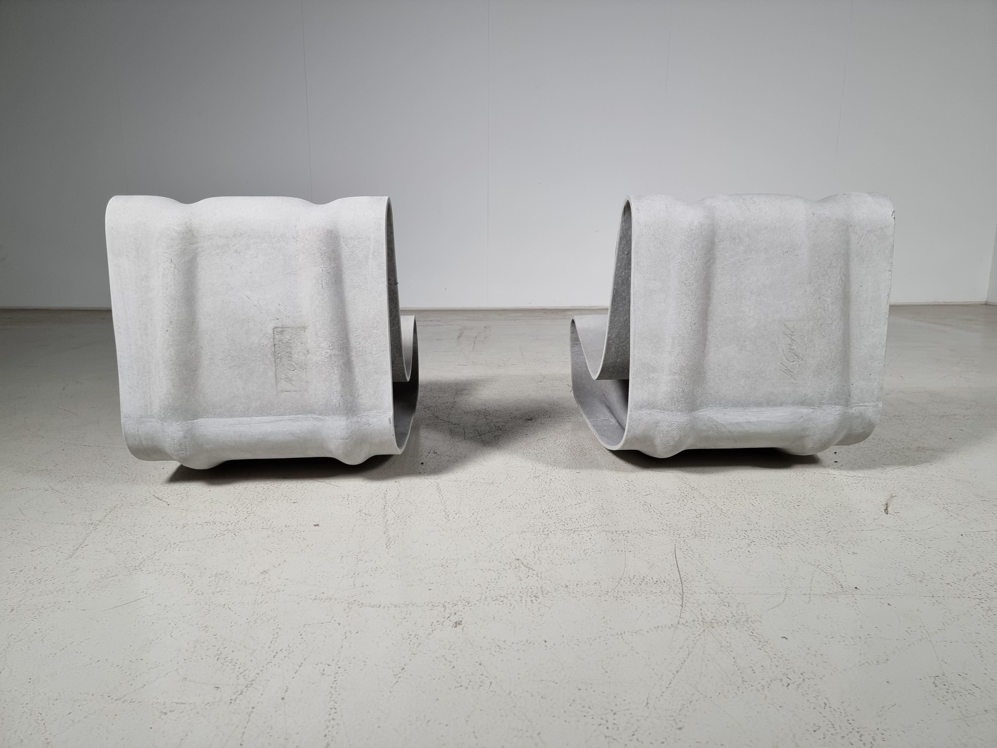 Pair of Loop Chairs by Willy Guhl for Eternit, 1990s In Good Condition In amstelveen, NL