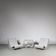 Pair of “Loop” Chairs with Table by Willy Guhl for Eternit, Switzerland 1950