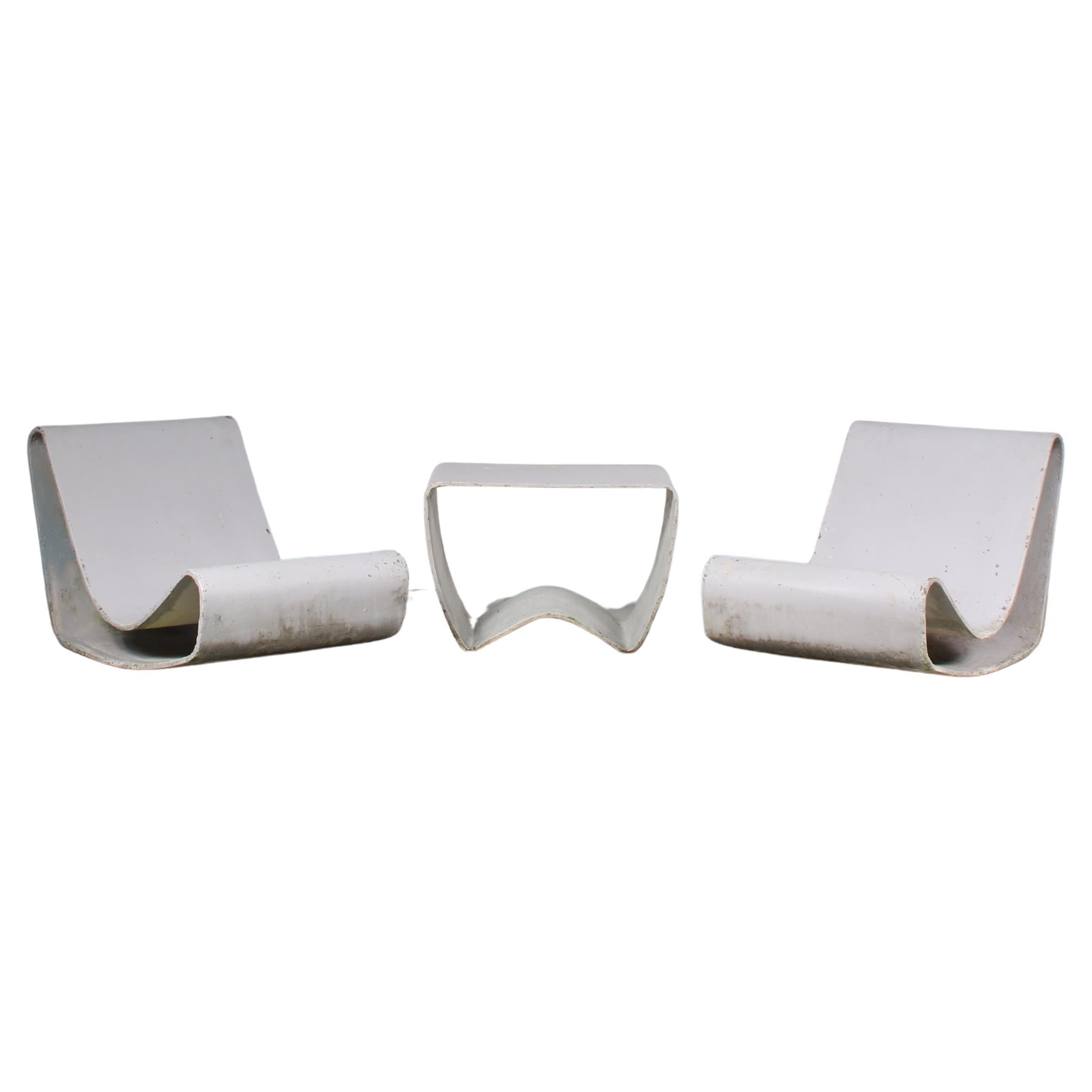 Pair of “Loop” Chairs with Table by Willy Guhl for Eternit, Switzerland  1950 at 1stDibs