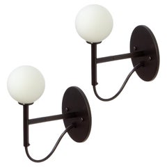 Pair of Loop Wall Sconces by Research.Lighting, Black, Glass, Made to Order