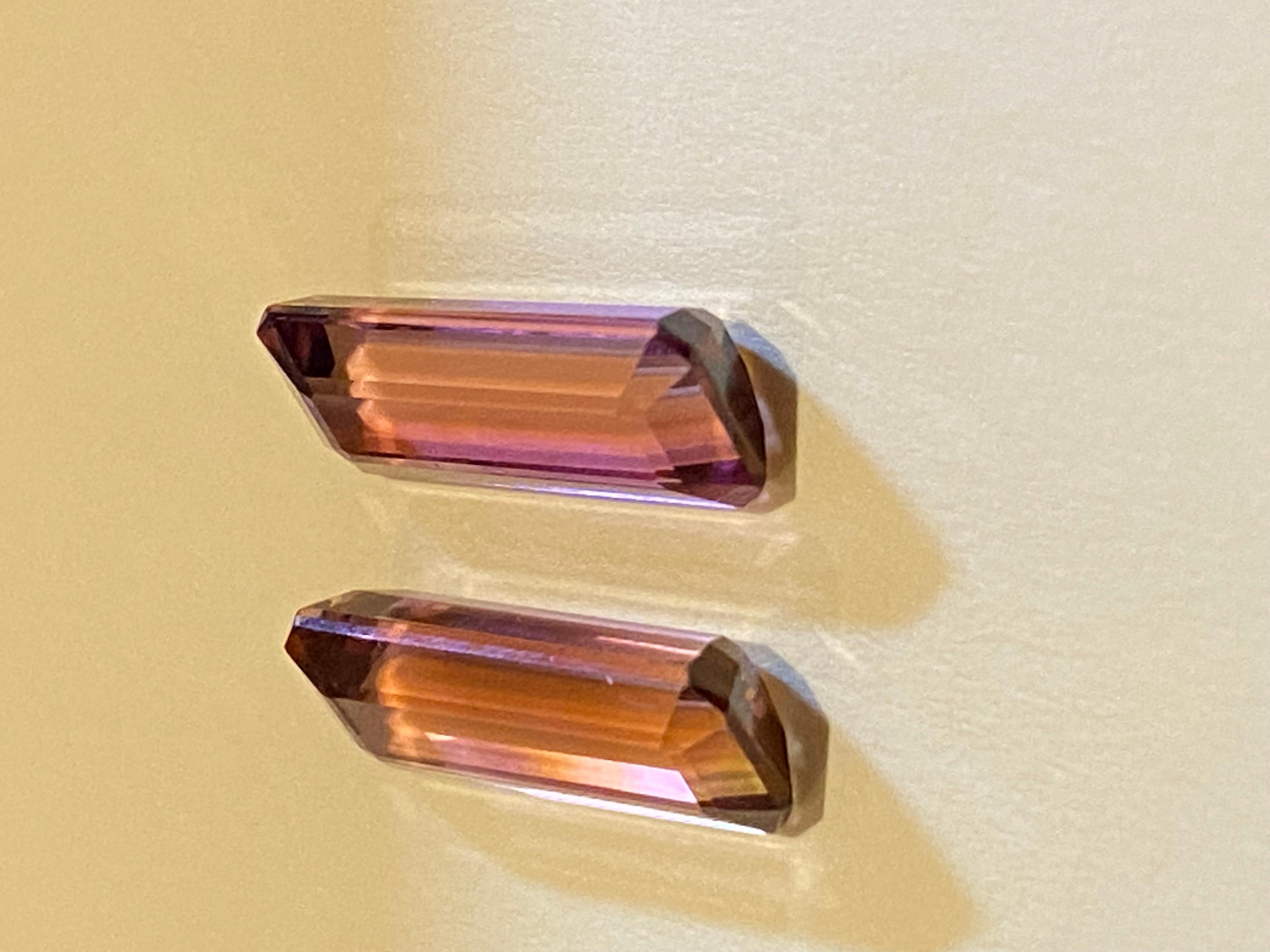 Coppia di tormaline rosa naturali sfuse e abbinate, taglio baguette, 5,00ct (in totale) in vendita 3