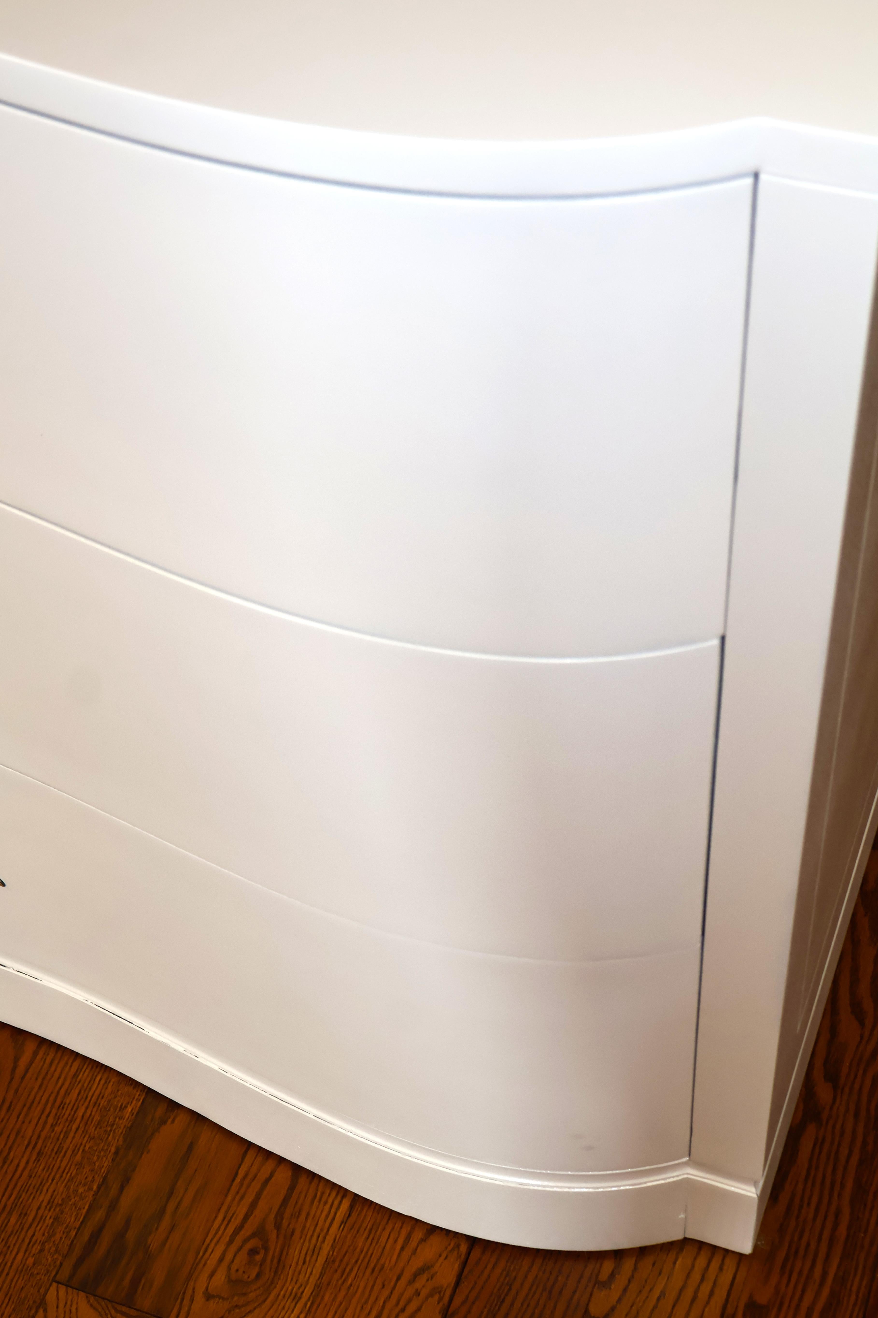 Pair of Lorin Jackson For Grosfeld House Hollywood Regency Modern White Dressers For Sale 9