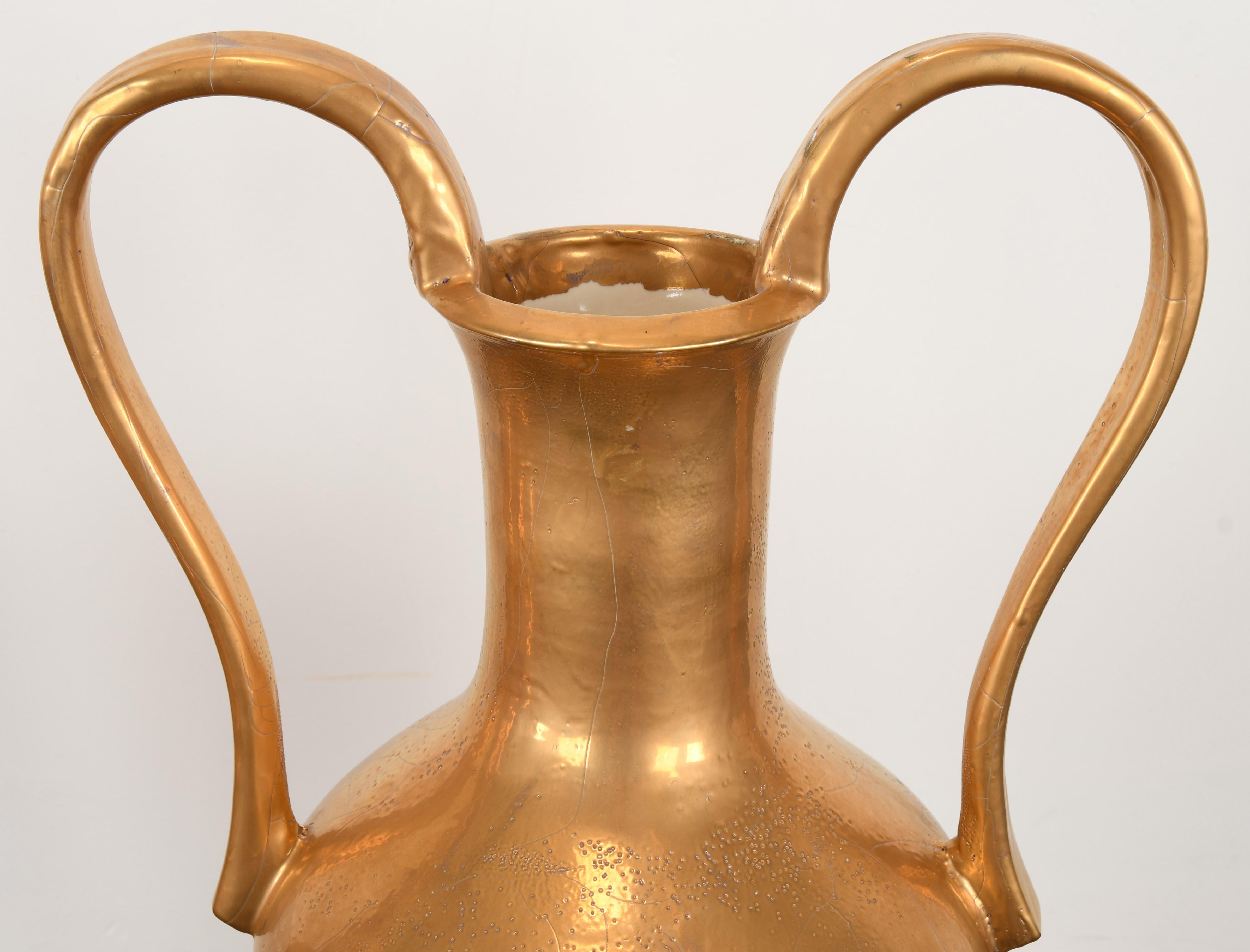 Pair of Lorin Marsh Gilt Etruscan Floor Vases or Urns, 1980s 1