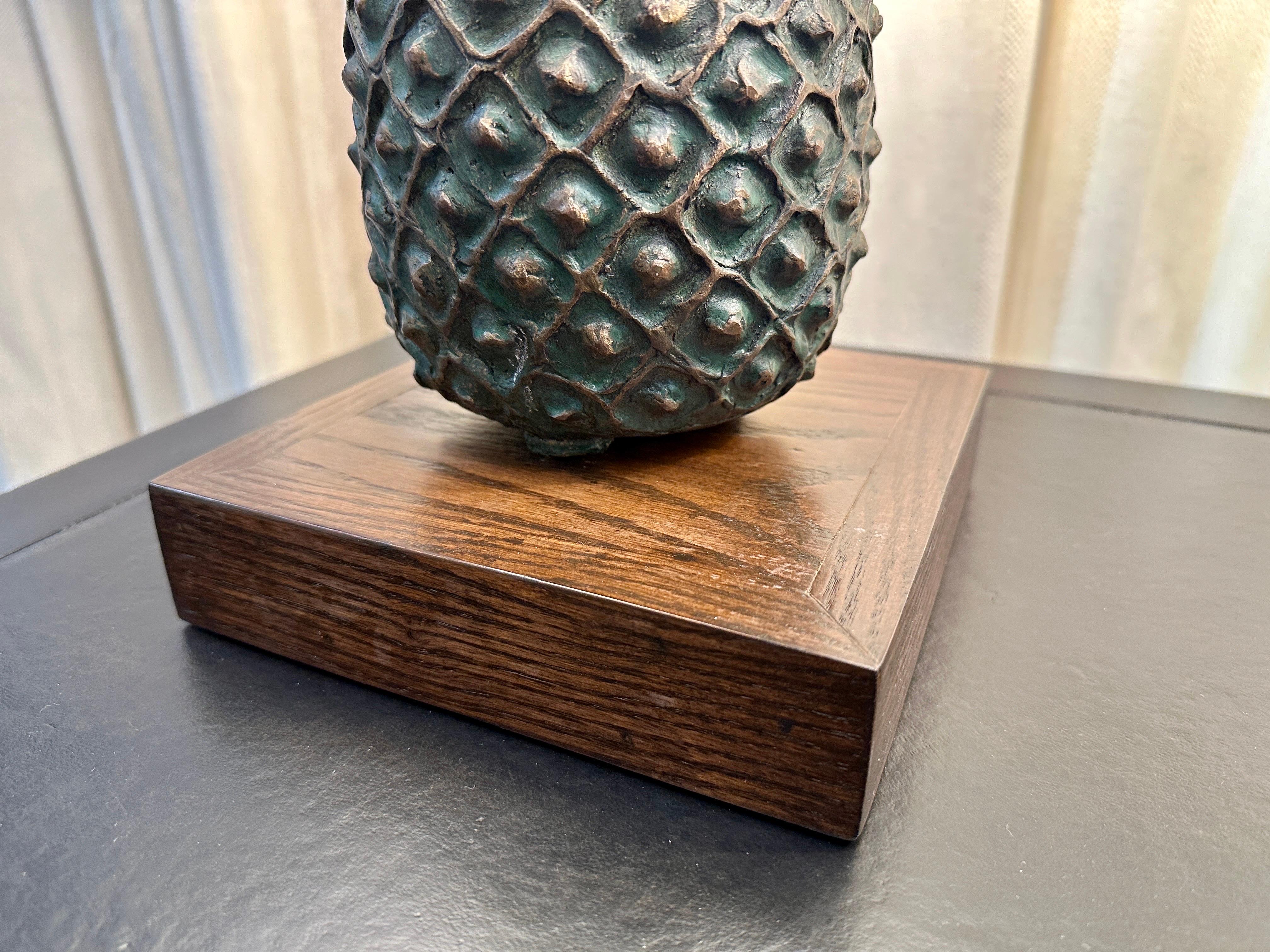 Pair of Lost Wax Bronze Pineapple Lamps from the Cote d'Ivoire In Good Condition For Sale In East Hampton, NY