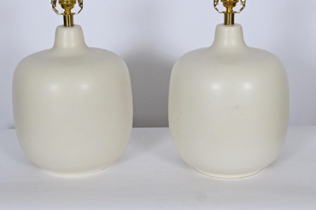 Pair of Lotte and Gunnar Bostlund Bone Stoneware Table Lamps 9