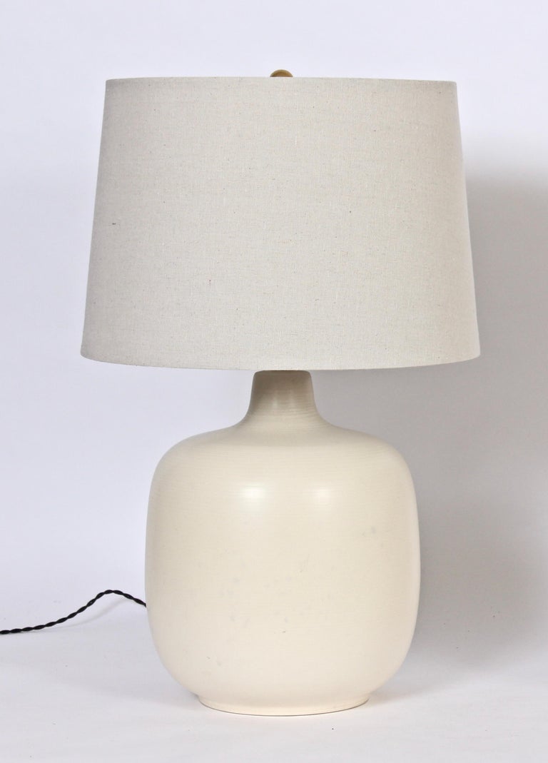 Pair of Lotte and Gunnar Bostlund Bone Stoneware Table Lamps at 1stDibs