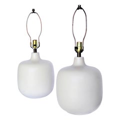 Lotte and Gunnar Bostlund Eggshell White Glazed Table Lamps