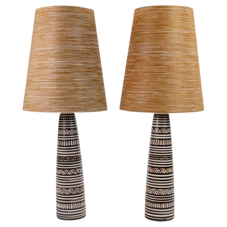 Pair of Lotte and Gunnar Bostlund Pottery Lamps
