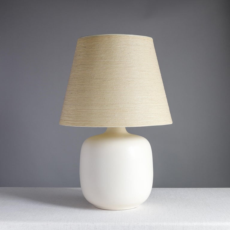 Pair of Lotte Bostlund Large OffWhite Ceramic Table Lamps, Stoneware