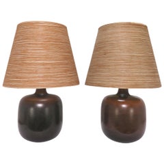 Pair of Lotte & Gunnar Bostlund Art Pottery Table Lamps, circa 1970s