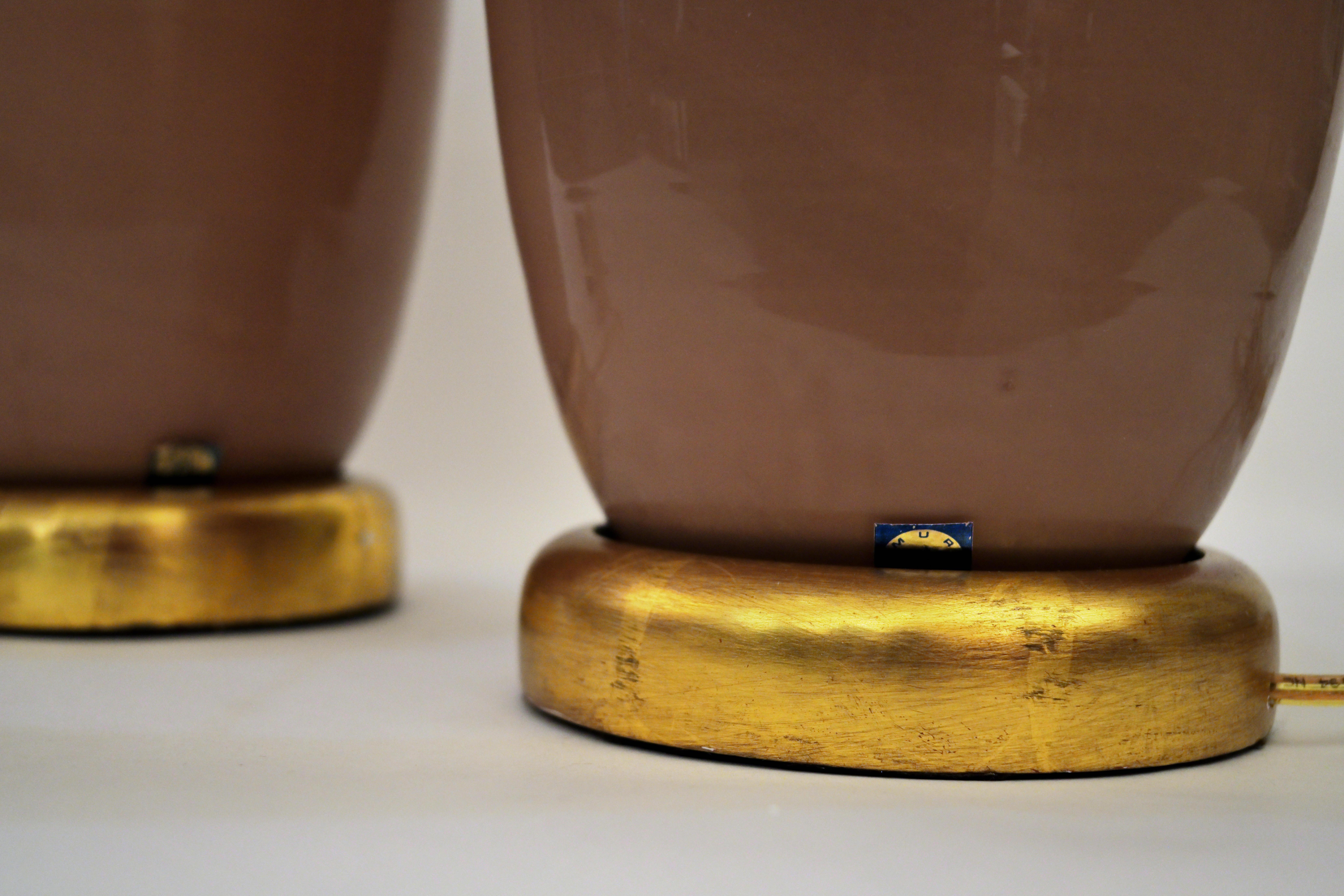 Italian Pair of Lotus Murano Glass Table Lamps by David Duncan Studio For Sale