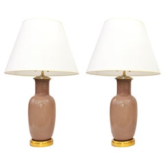 Pair of Lotus Murano Glass Table Lamps by David Duncan Studio