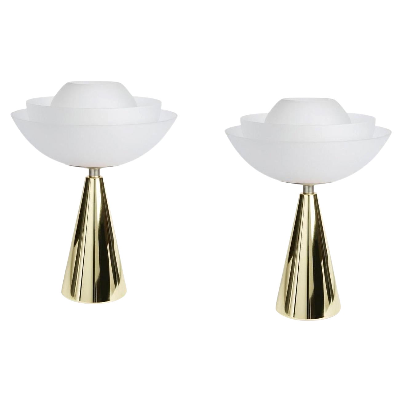 Pair of Lotus Table Lamps by Mason Editions