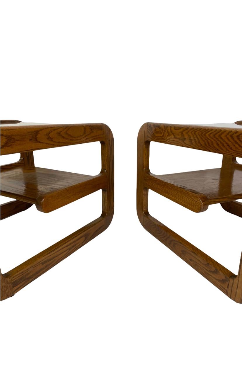 Pair of Lou Hodges Cantilever Side or End Tables/Nightstands In Fair Condition In Brooklyn, NY