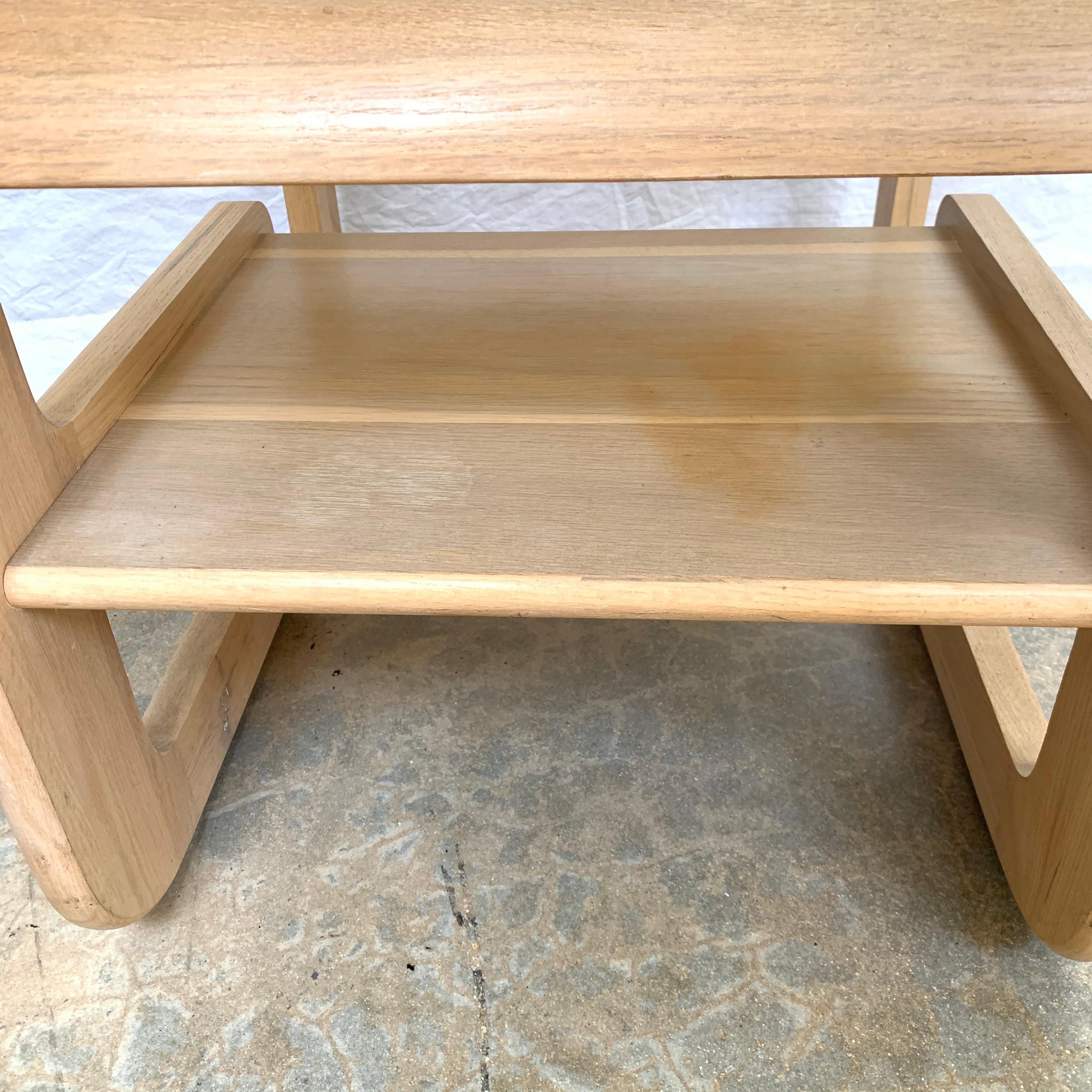 Post Modern Pair of White Oak and Smoked Glass End or Side Tables, USA, 1970s For Sale 2