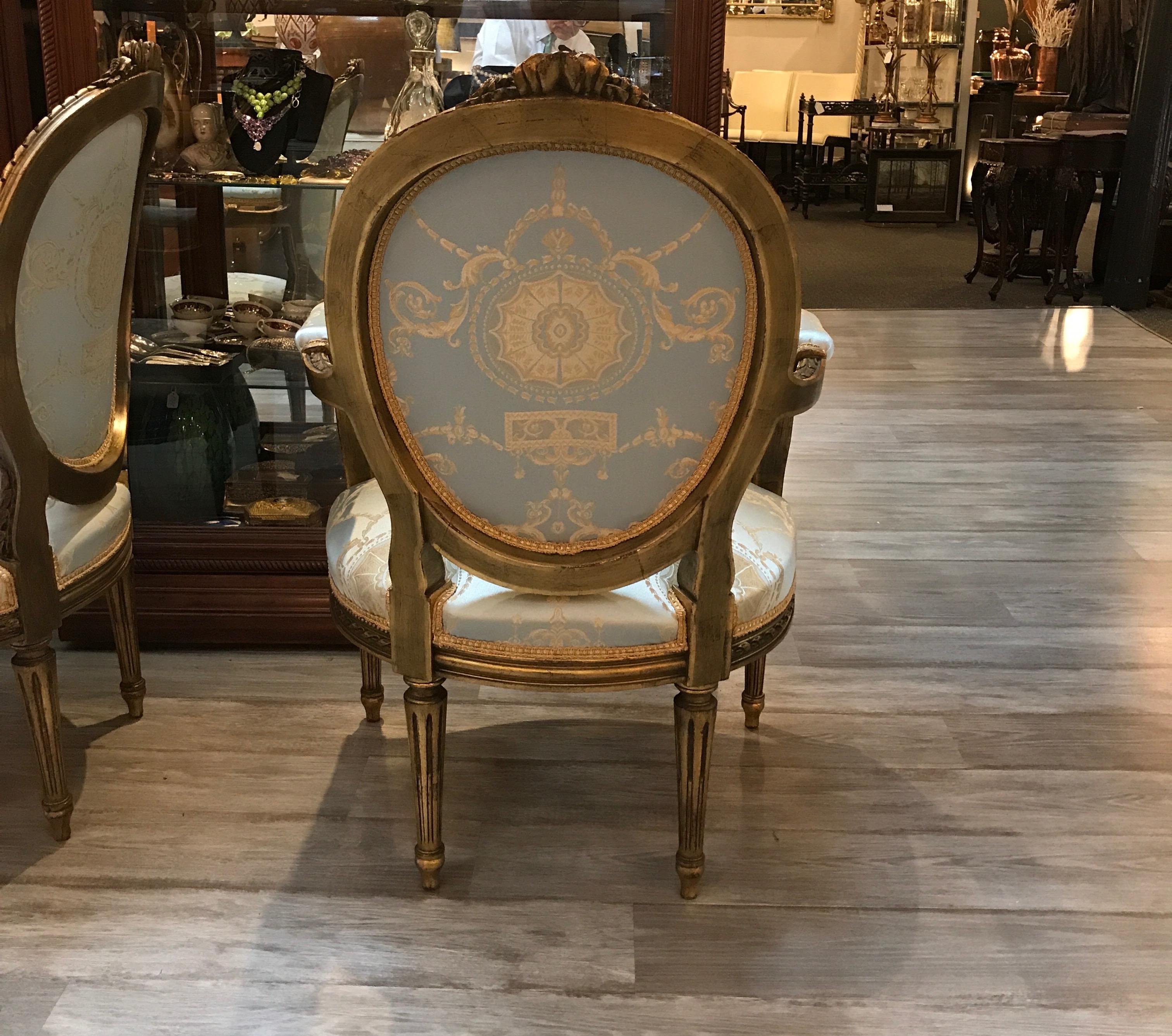 Pair of Louis XVI Gilt Wood Chairs 5