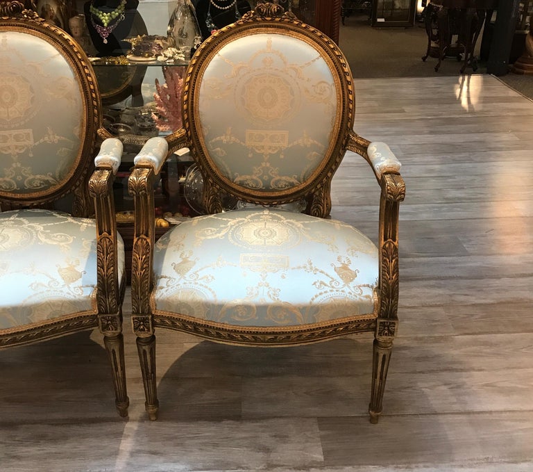 Pair of Louis XVI Gilt Wood Chairs at 1stDibs