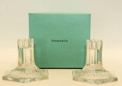 Pair of Louis Comfort Tiffany & Co. Clear Crystal Candlesticks