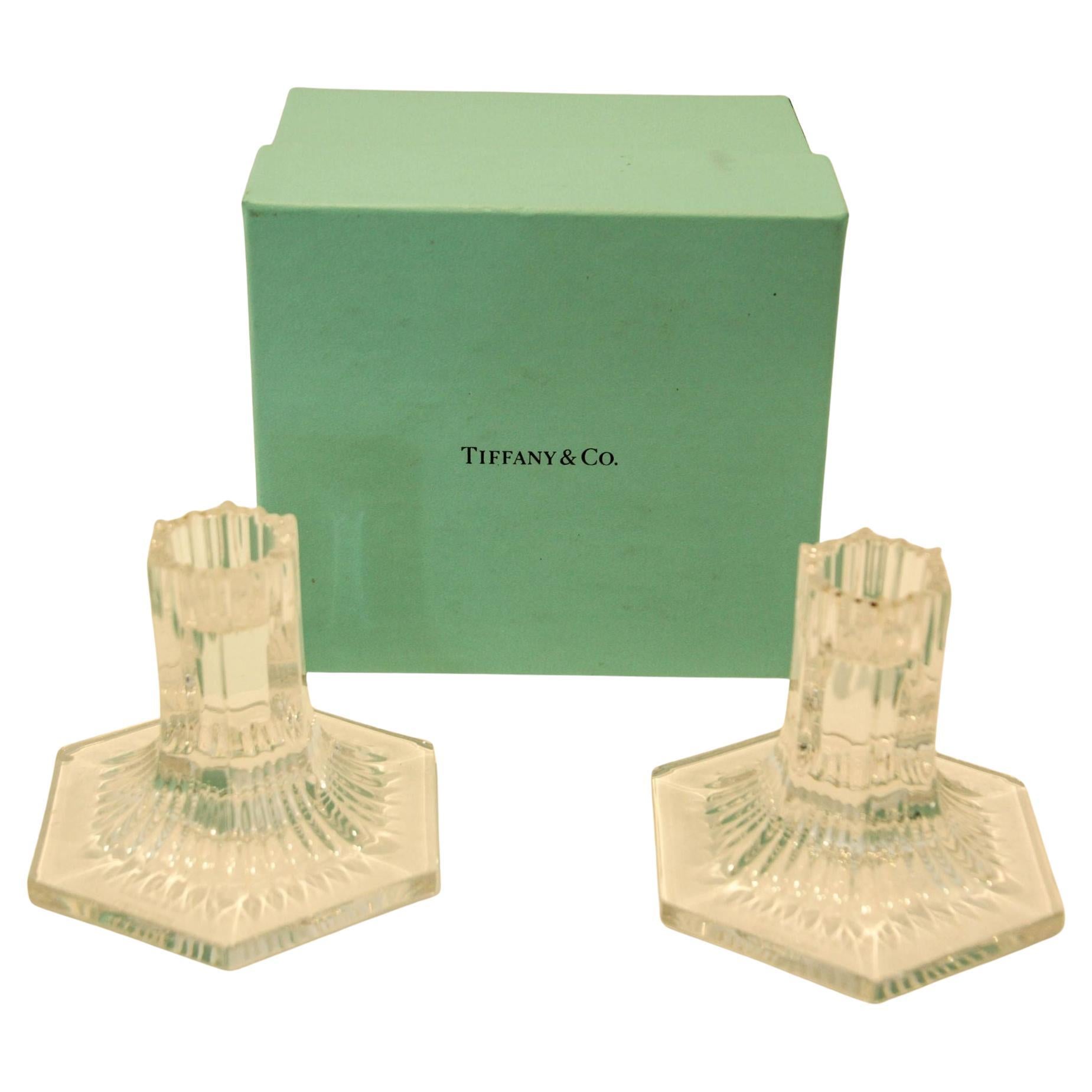 Paire de Louis Comfort Tiffany & Co. Chandeliers cristal clair en vente