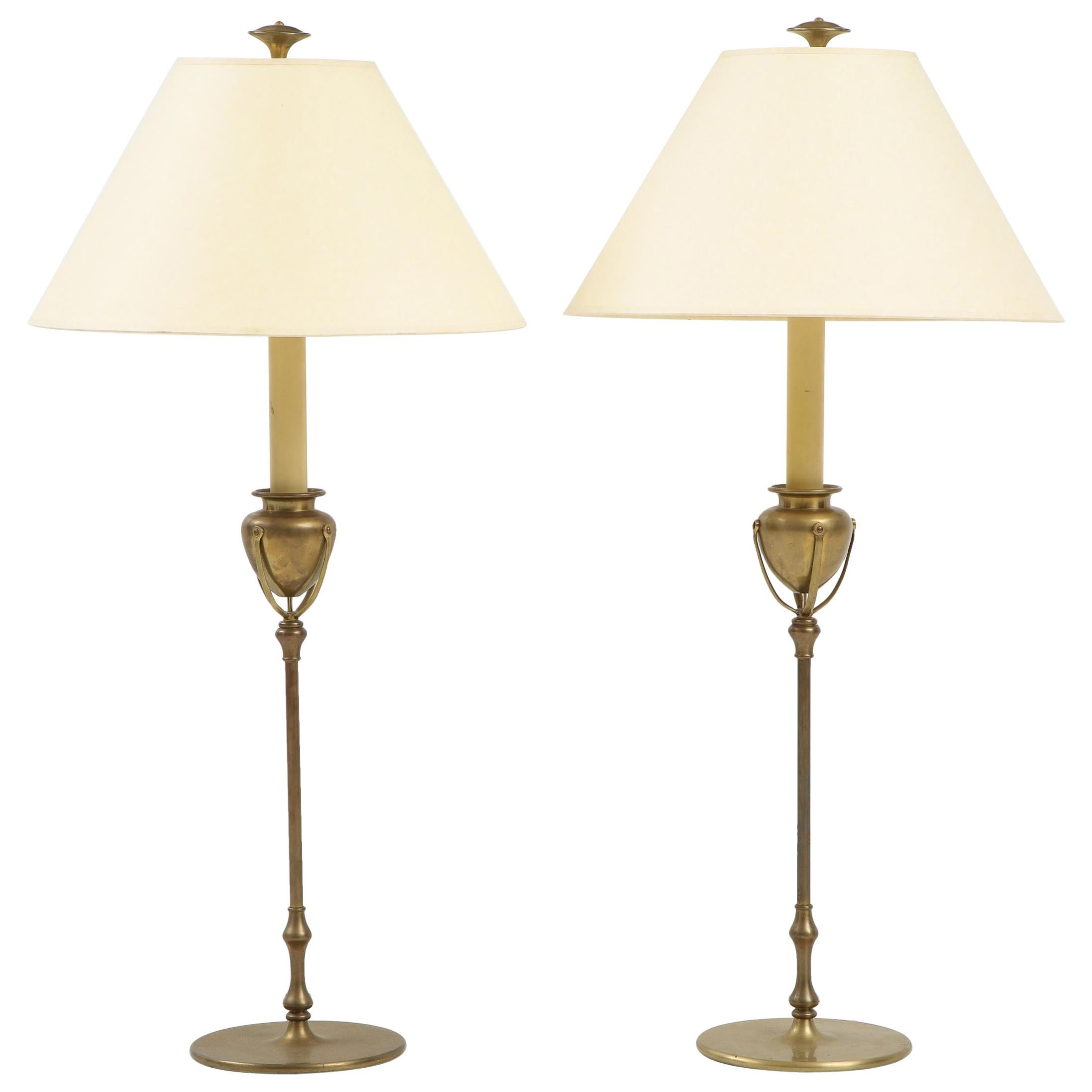 Pair of Louis Comfort Tiffany Inspired Lamps
