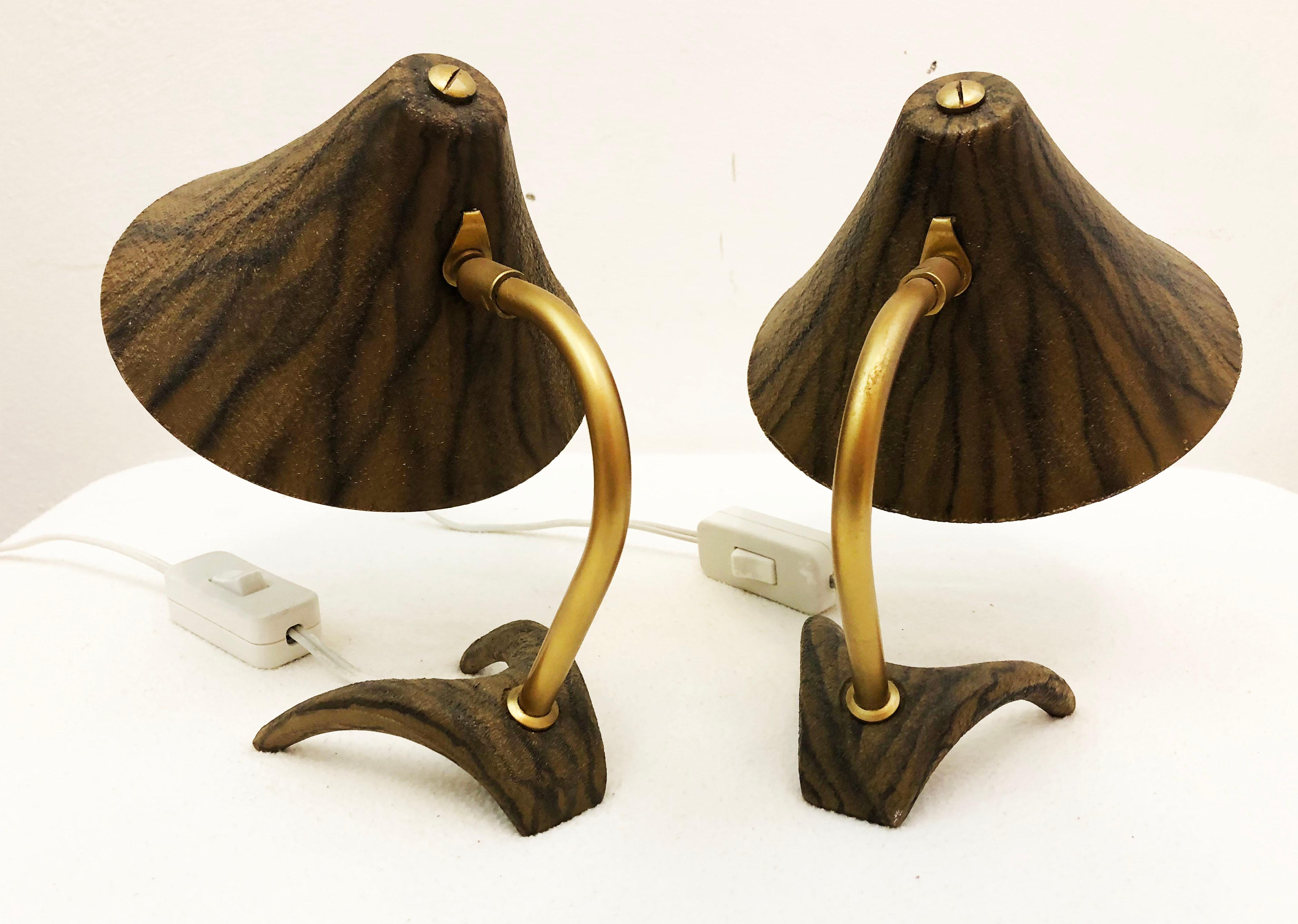 Brass Pair of Louis Kalff Crane Feet Table Lamp for Philips For Sale