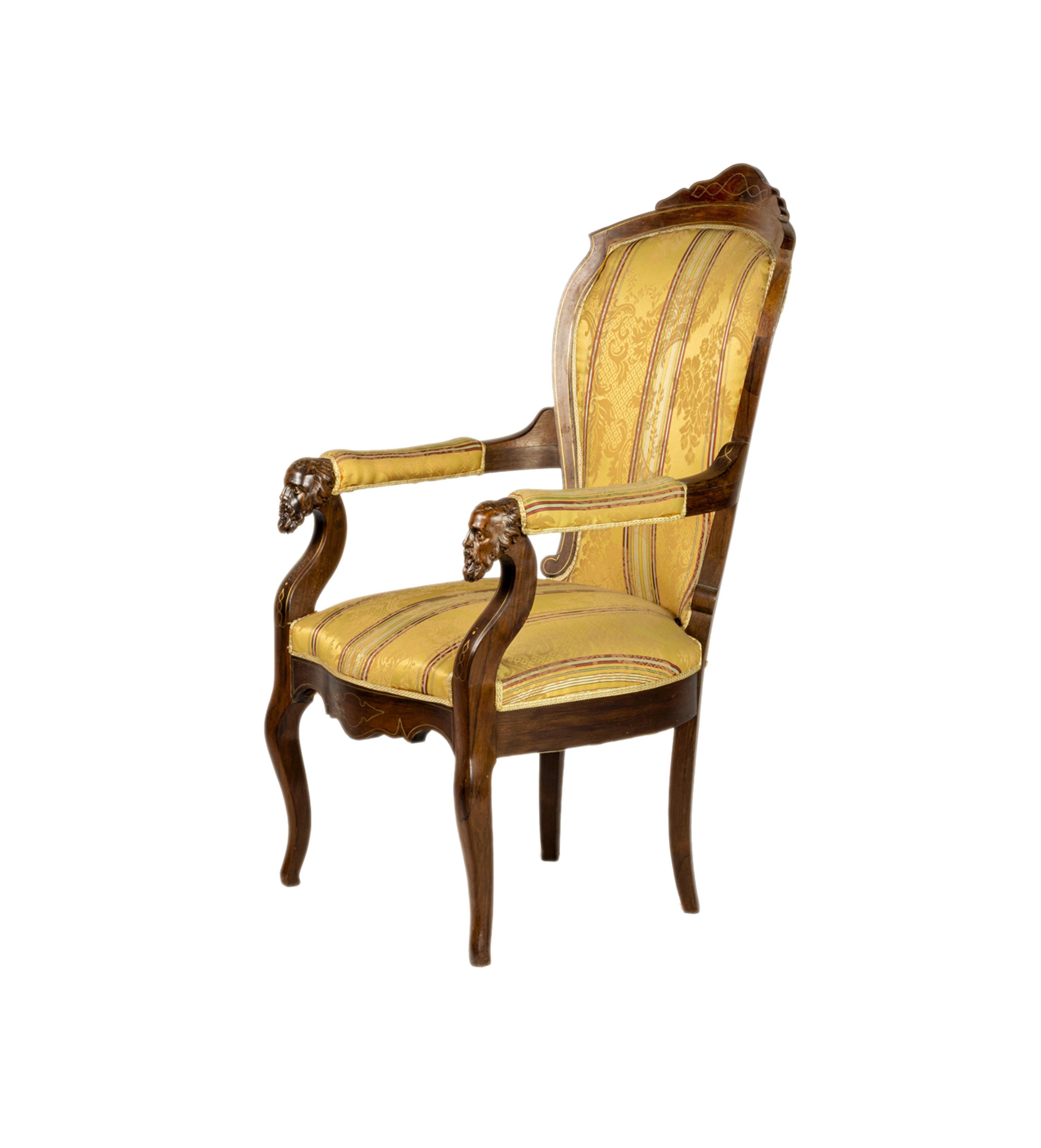 Upholstery Pair of Louis Philippe Armchairs, 19th Century For Sale