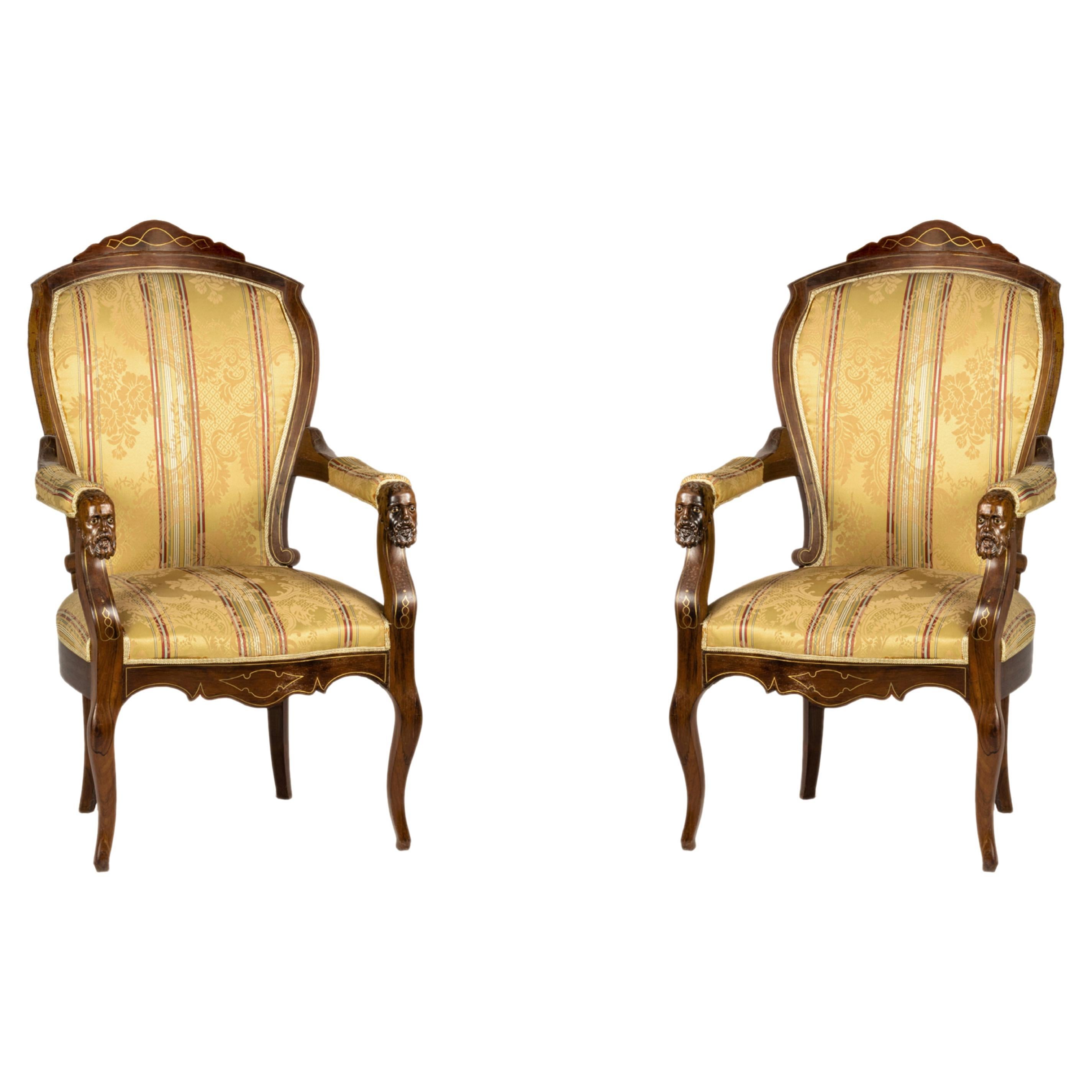 Pair of Louis Philippe Armchairs, 19th Century For Sale