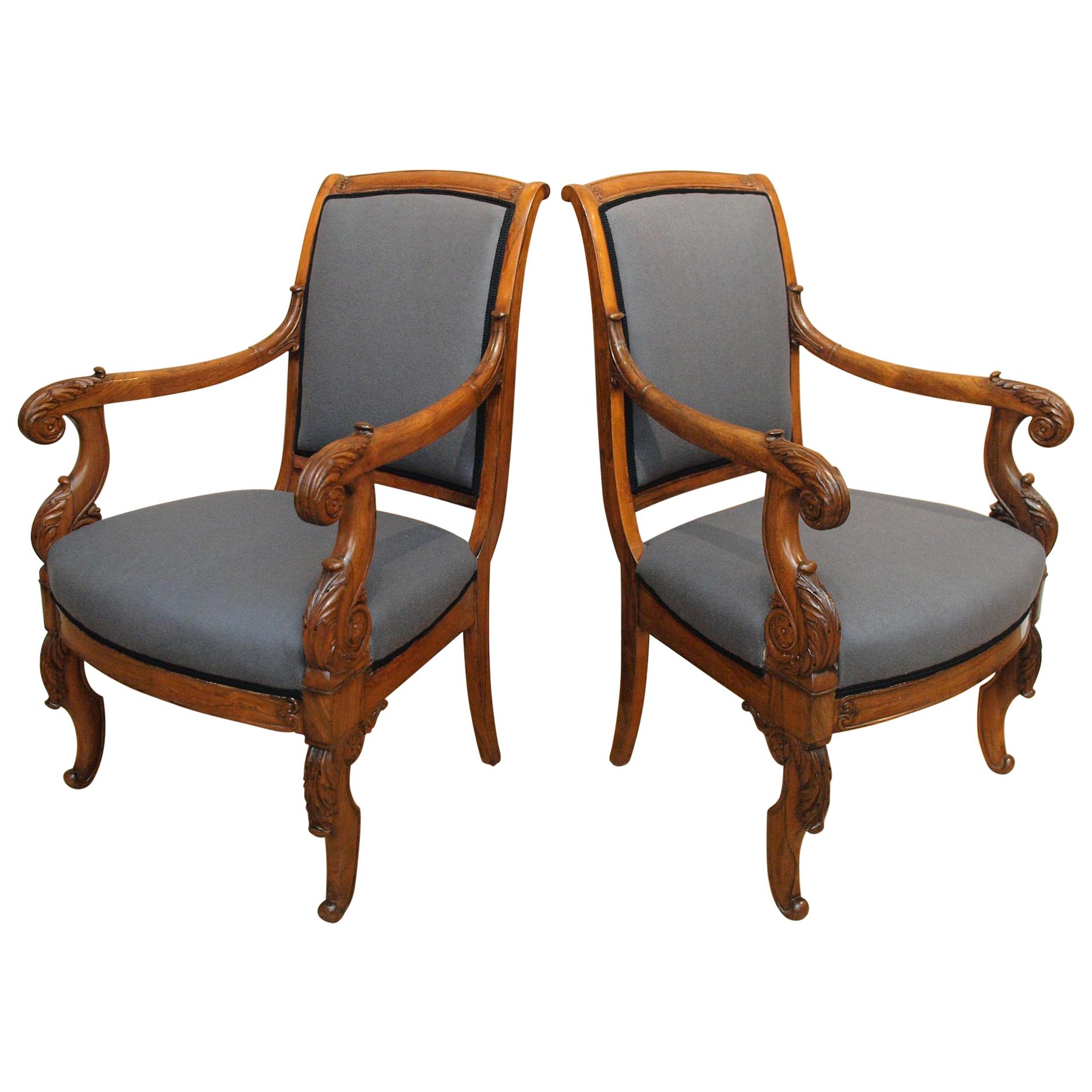 Pair of Louis-Philippe Armchairs For Sale