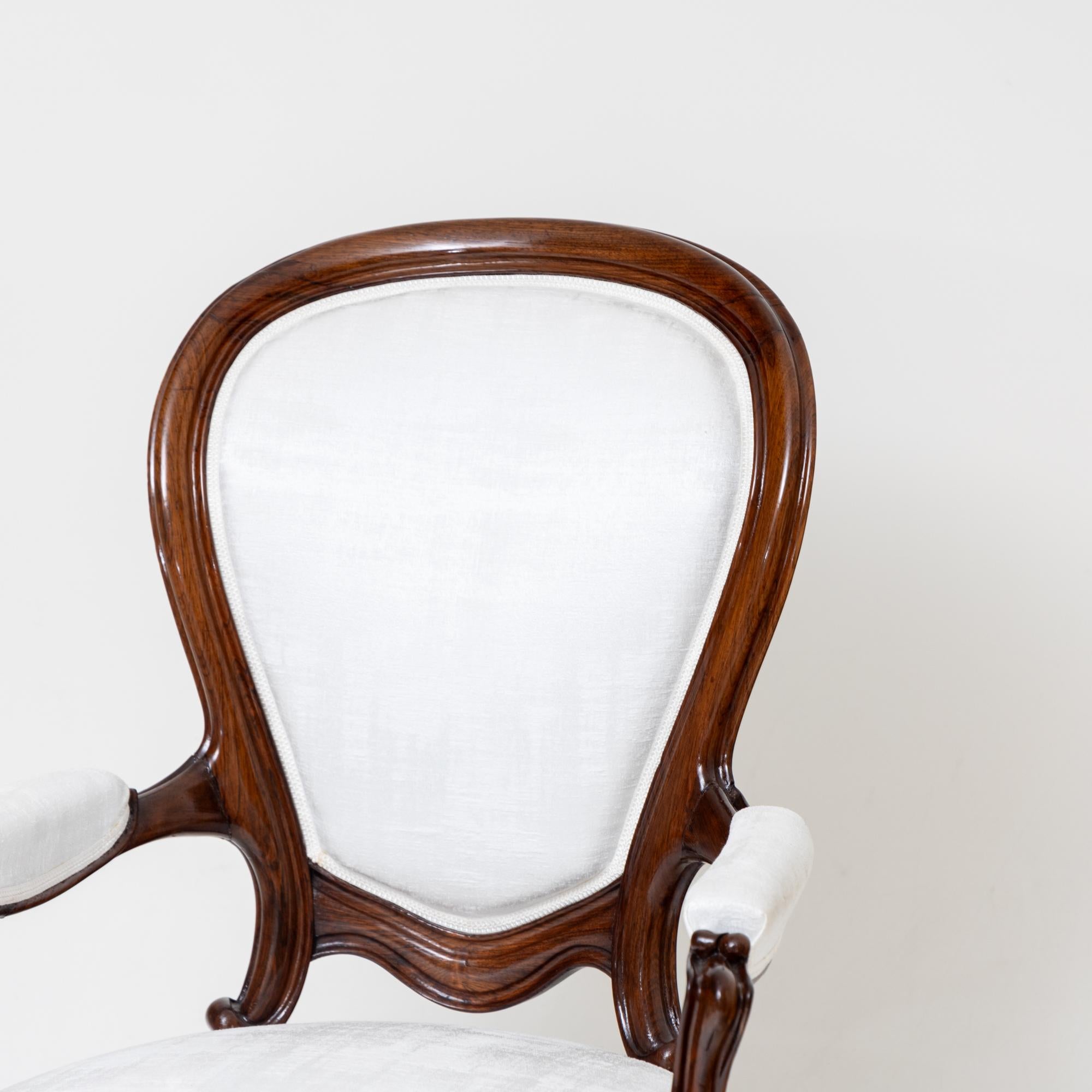 Pair of Louis Philippe Armchairs, White Satin-sheen Fabric, 19th Century In Good Condition For Sale In Greding, DE