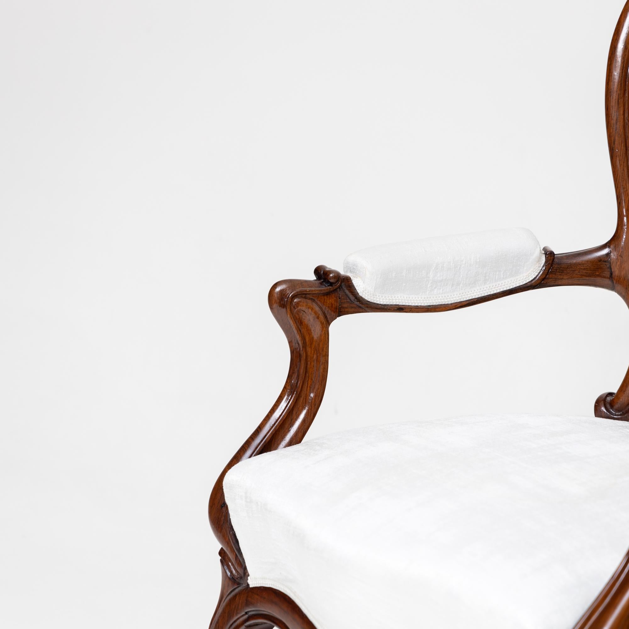 Pair of Louis Philippe Armchairs, White Satin-sheen Fabric, 19th Century For Sale 2