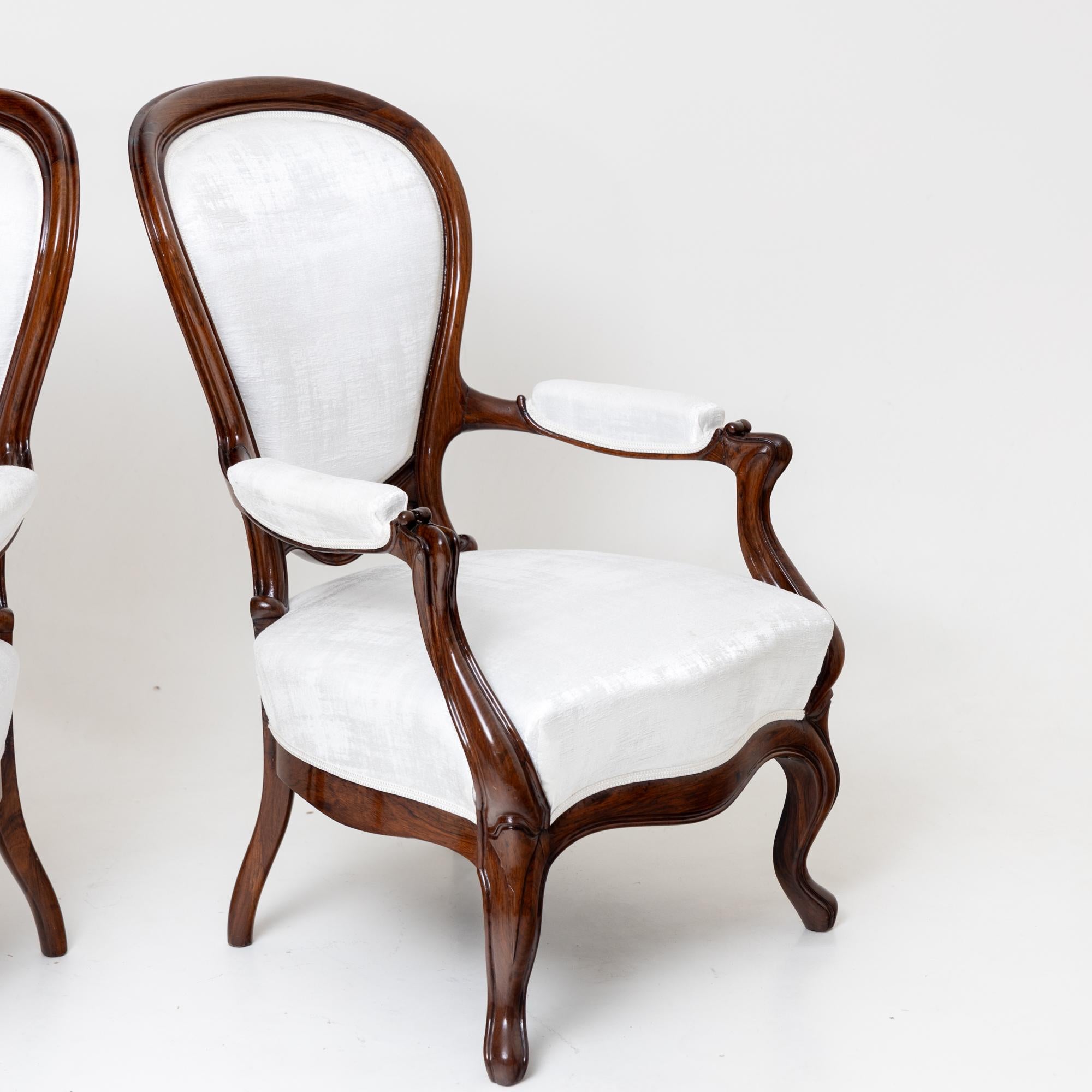 Pair of Louis Philippe Armchairs, White Satin-sheen Fabric, 19th Century For Sale 4