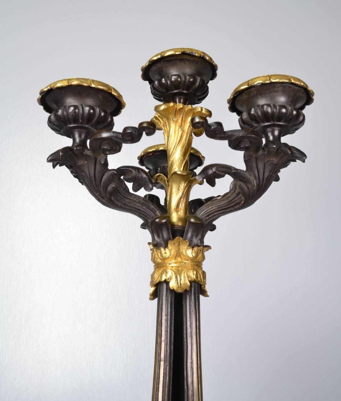 Pair of Louis-Philippe Bronze and Ormolu Candelabra, circa 1840 3