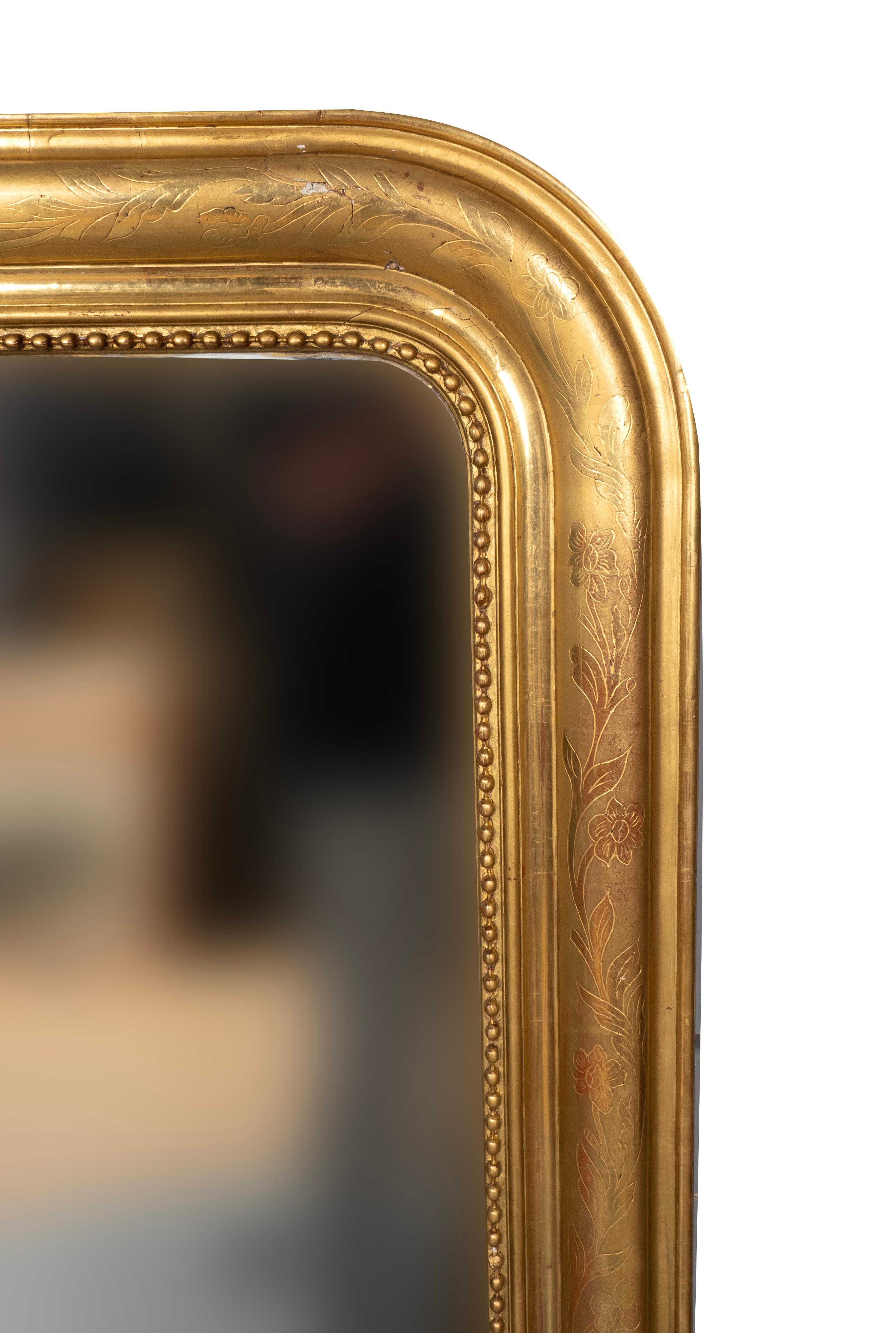 Coppia di specchi in legno dorato Louis Philippe in vendita 4