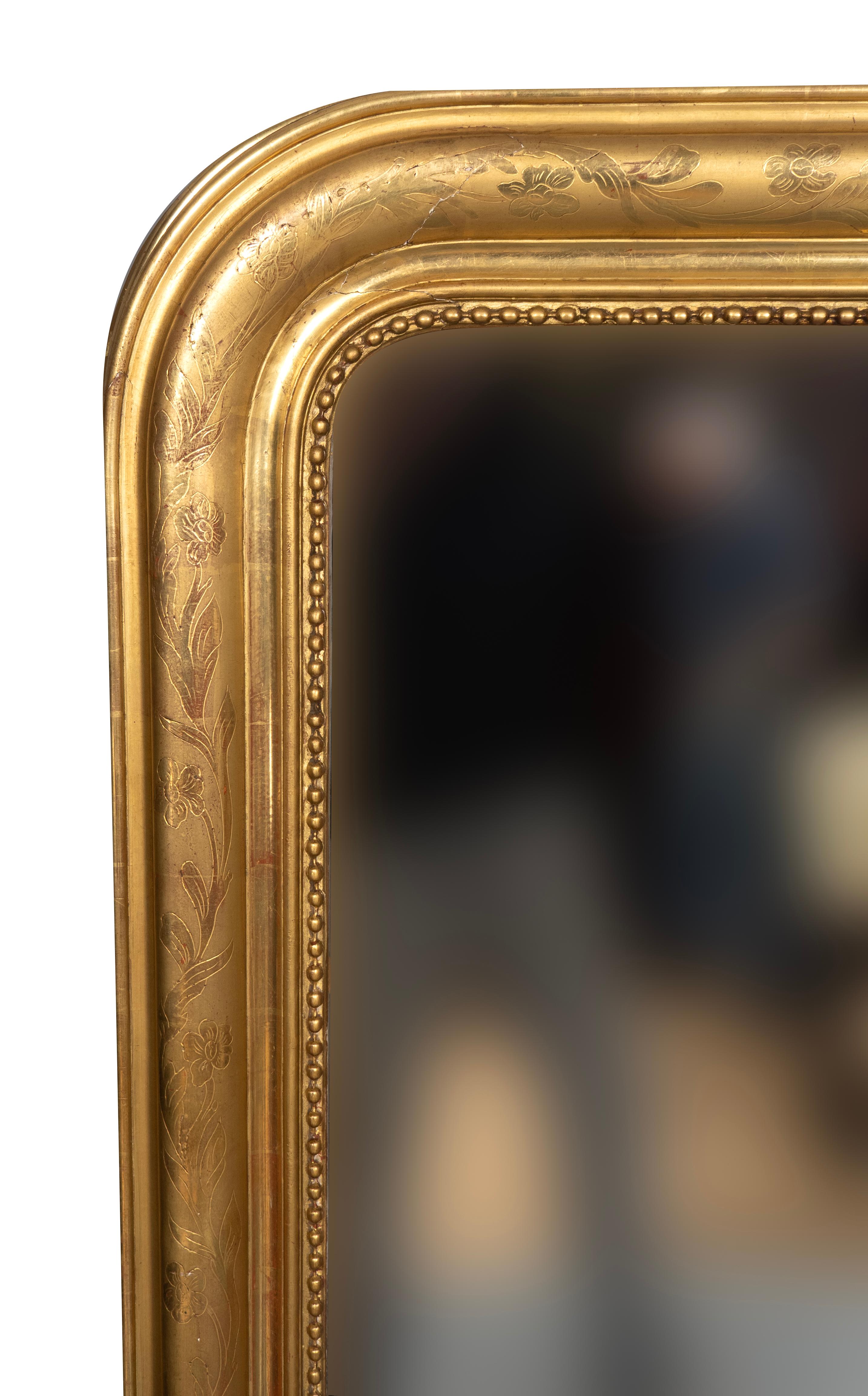 Coppia di specchi in legno dorato Louis Philippe in vendita 5