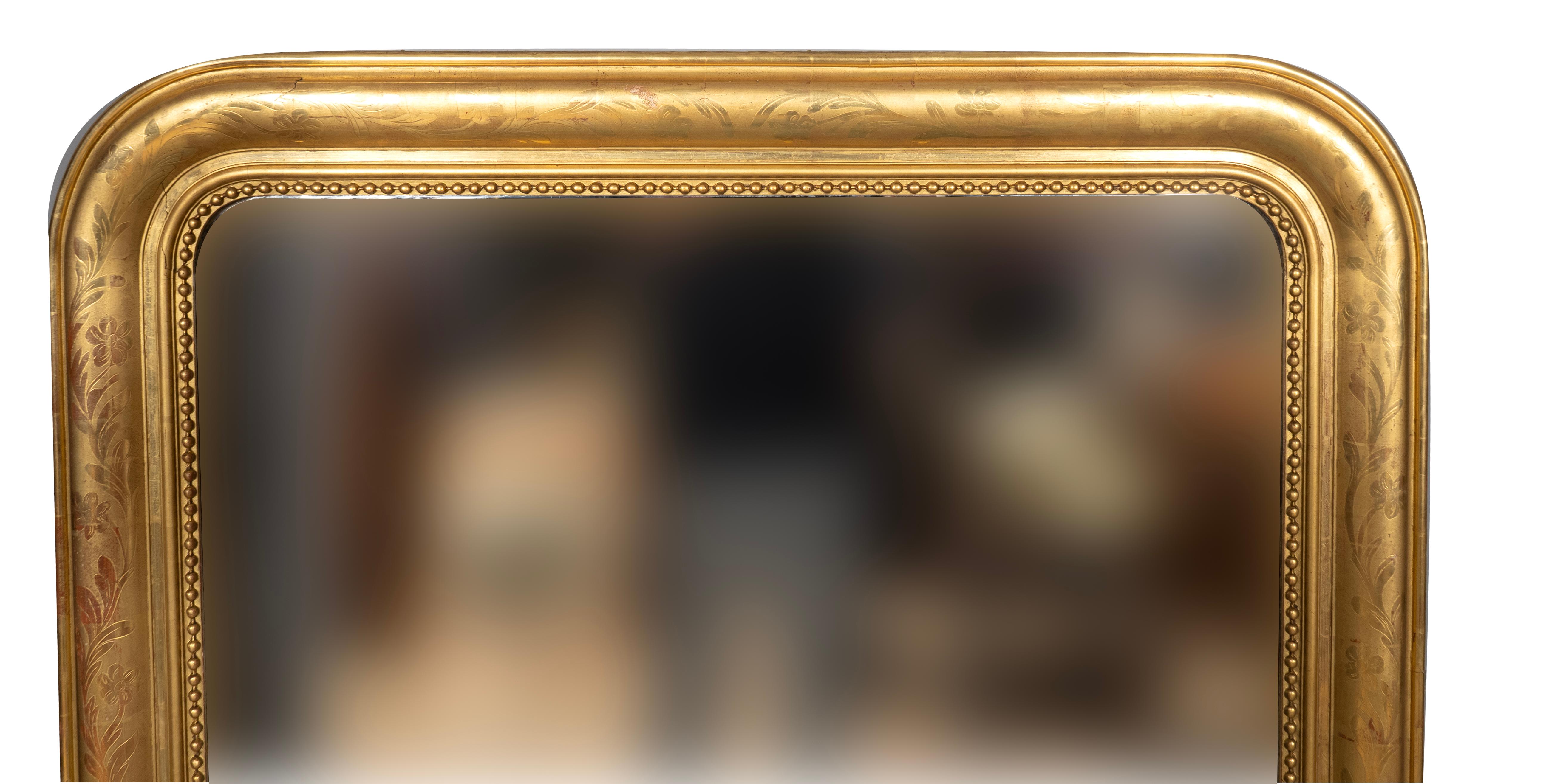 Francese Coppia di specchi in legno dorato Louis Philippe in vendita