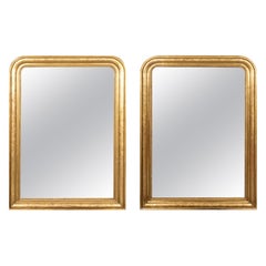 Coppia di specchi in legno dorato Louis Philippe