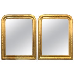 Pair of Louis Philippe Gold Gilded Mirrors