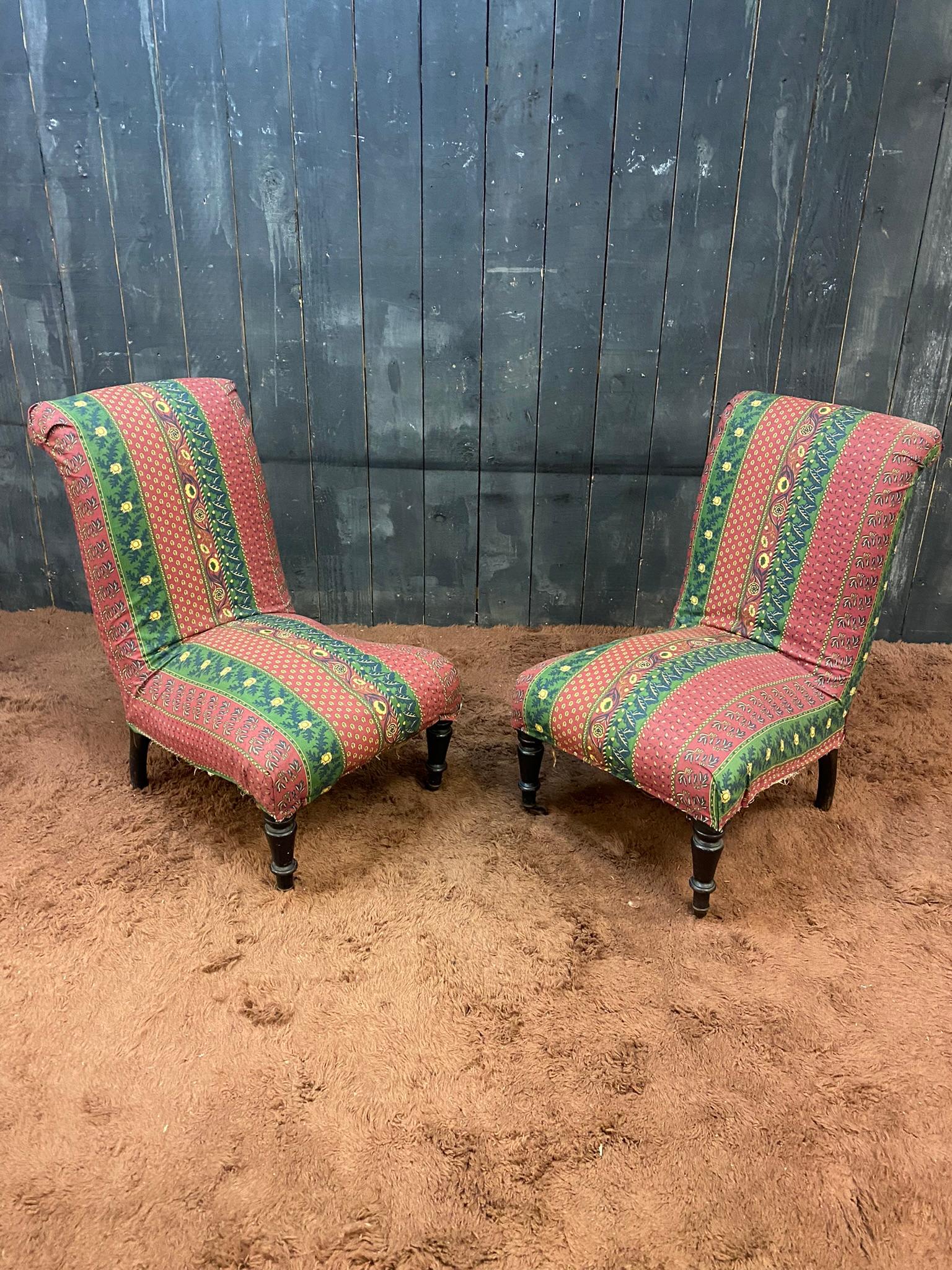 Pair of Louis Philippe low chairs
to cover.