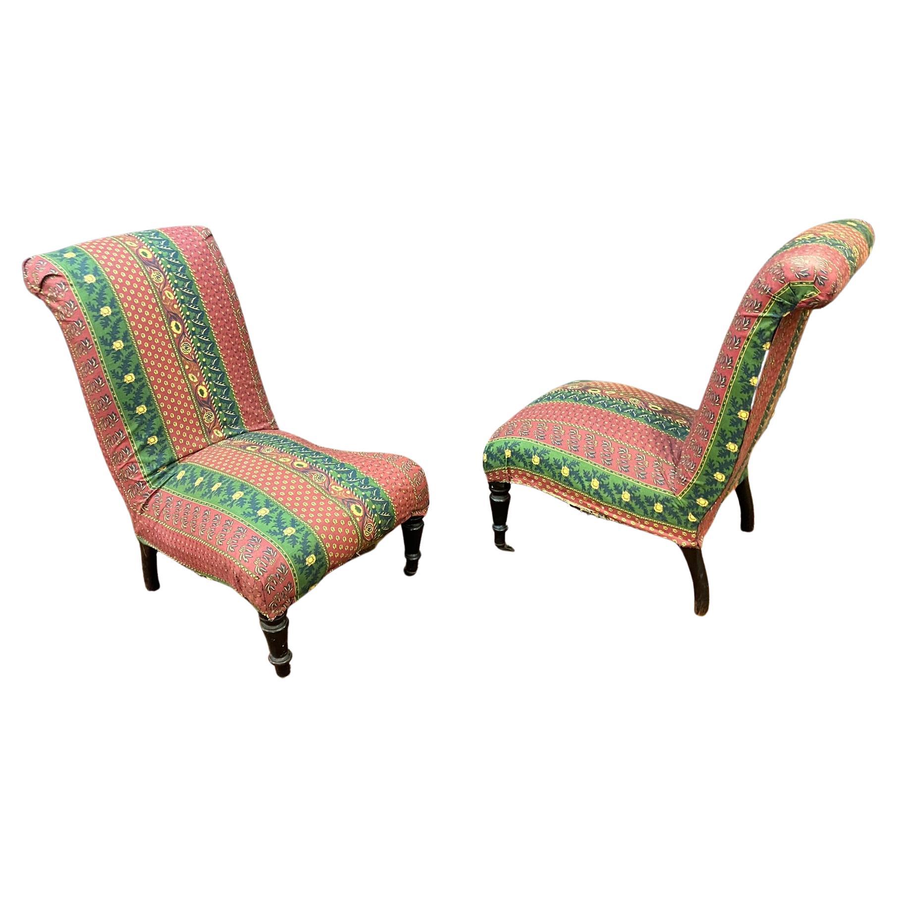 Pair of Louis Philippe Low Chairs to Cover For Sale