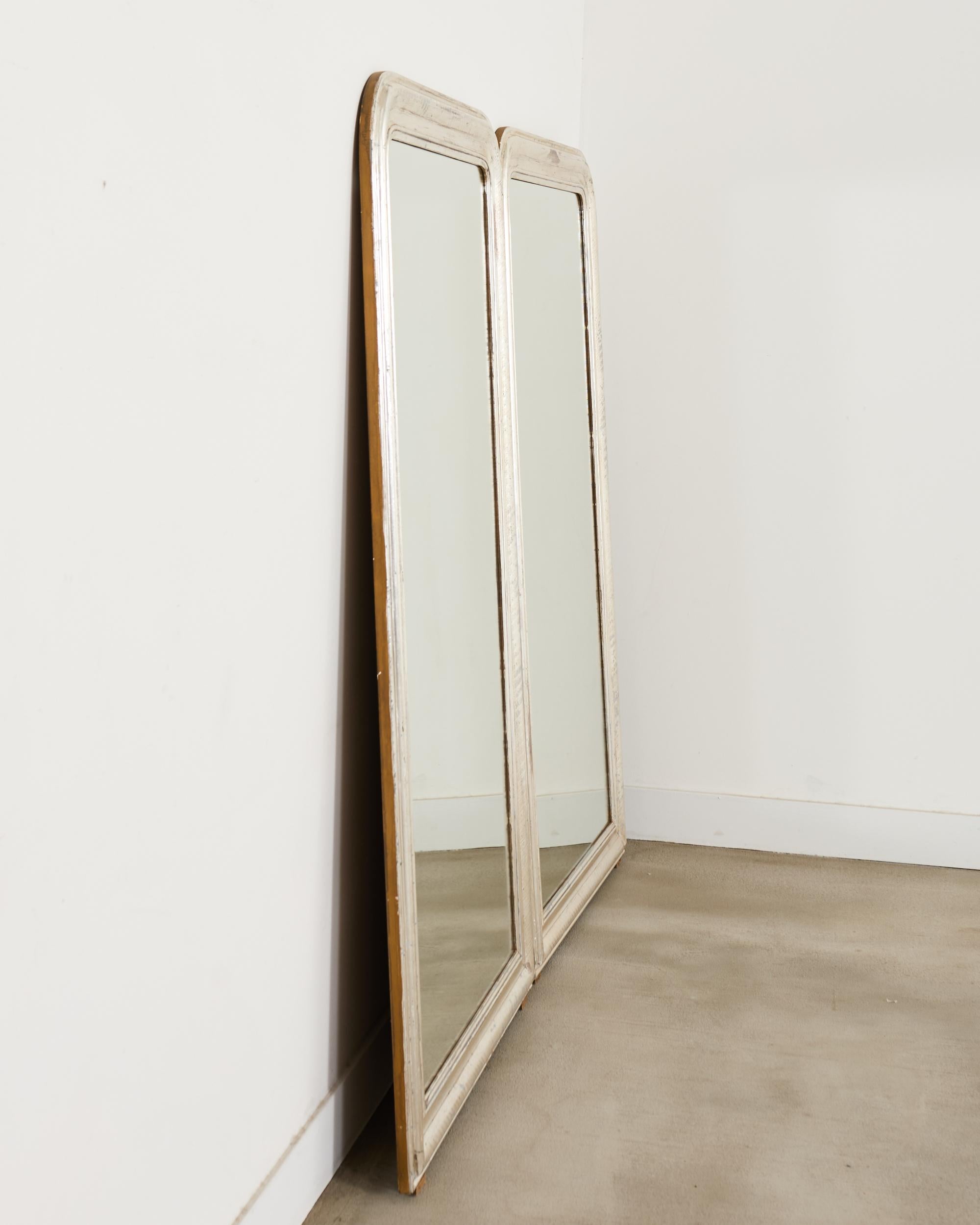 Paire de miroirs dorés à la feuille d'argent Louis Philippe 6 pieds en vente 10