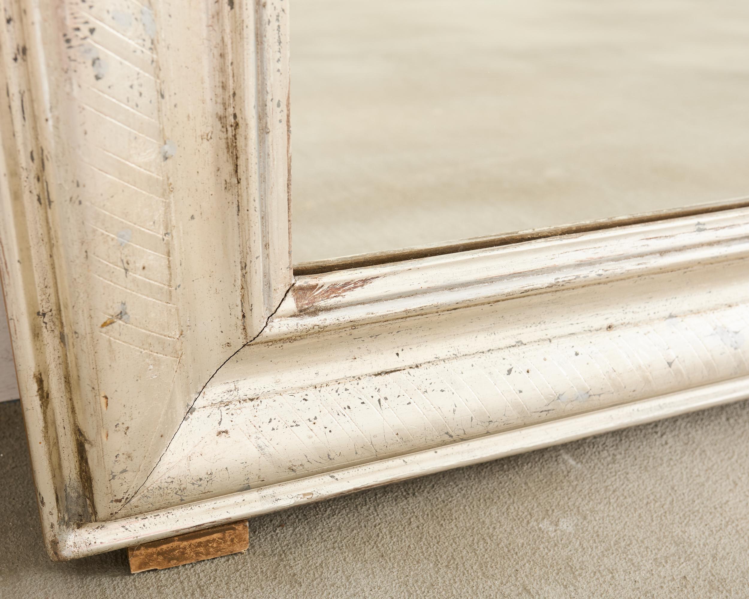 Argent Paire de miroirs dorés à la feuille d'argent Louis Philippe 6 pieds en vente