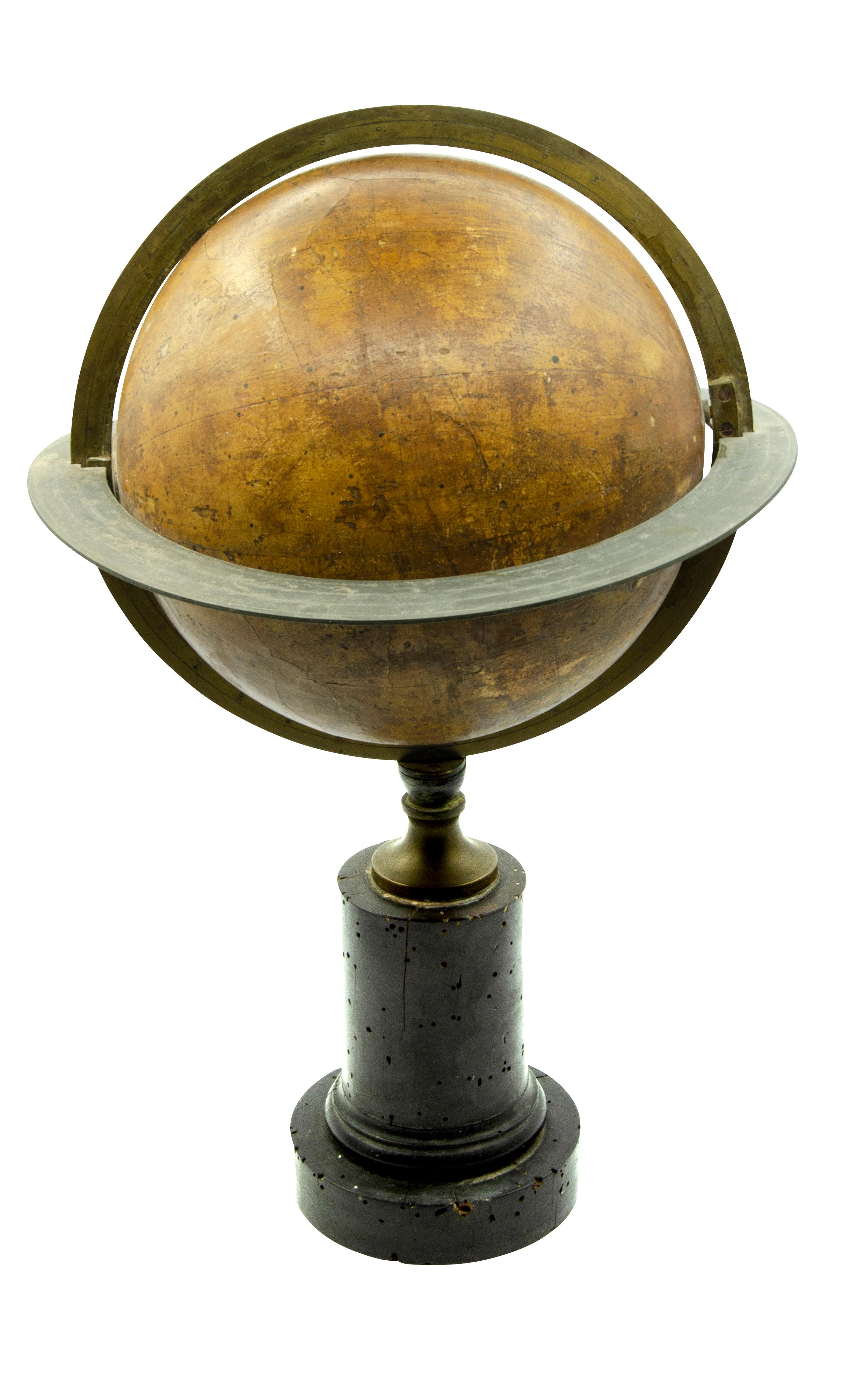 One terrestrial and the other celestial. With bronze chapter ring. Ebonized wood bases. Signed by maker and dated 1844.